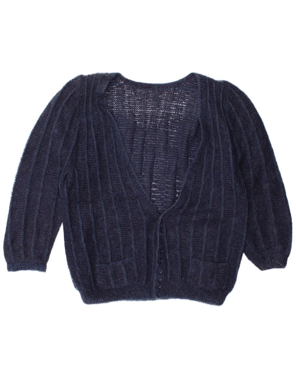 Pulover cardigan supradimensionat vintage pentru femei UK 22 3XL bleumarin