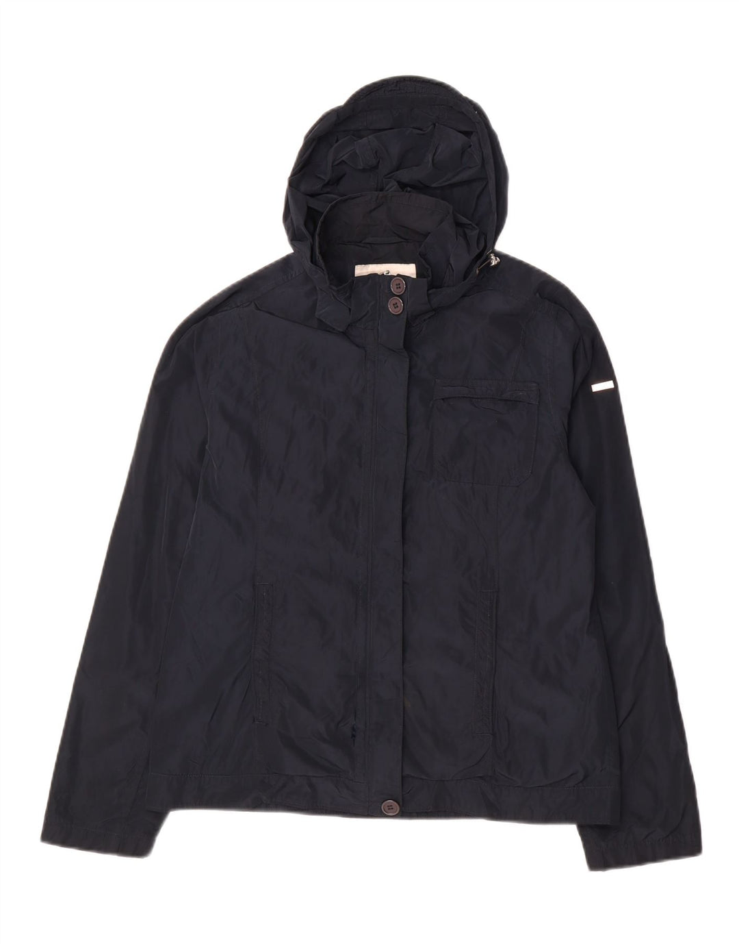 ELLESSE Womens Hooded Rain Jacket UK 16 Large Navy Blue Polyester Vintage Ellesse and Second-Hand Ellesse from Messina Hembry 