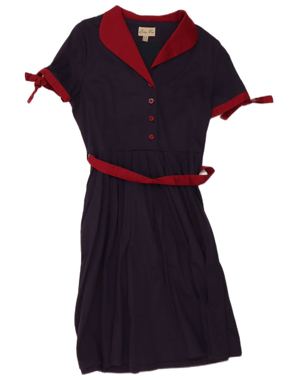 Lindy bop Rochie A-Line pentru femei UK 14 Mare Bumbac bleumarin