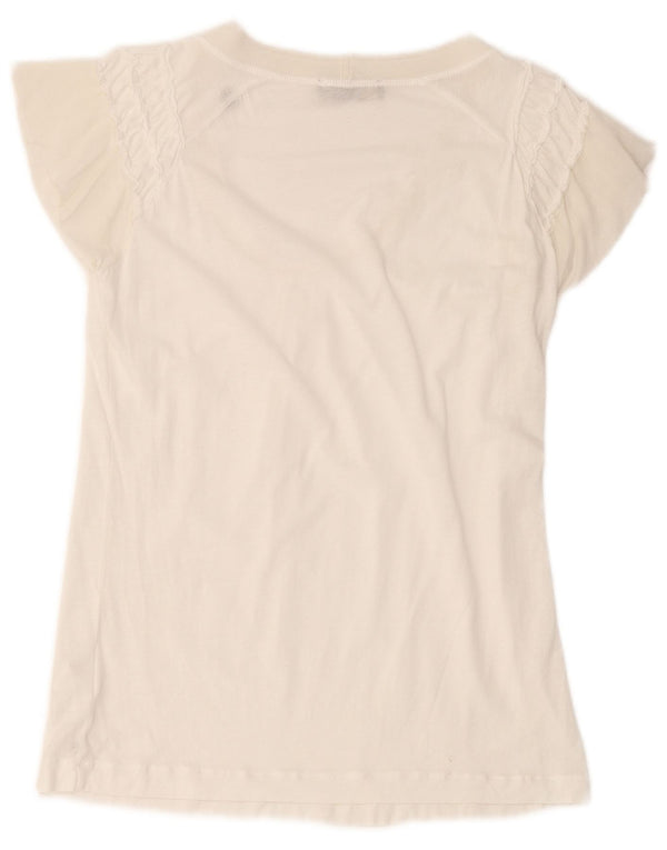 Tricou obișnuit cu mânecă scurtă pentru femei Trussardi Top UK 10 Lyocell alb mic