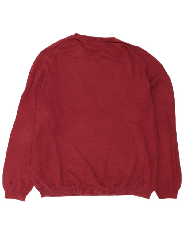 Eddie Bauer Pulover cu decolteu în V pentru bărbați, bumbac bordeaux 2XL