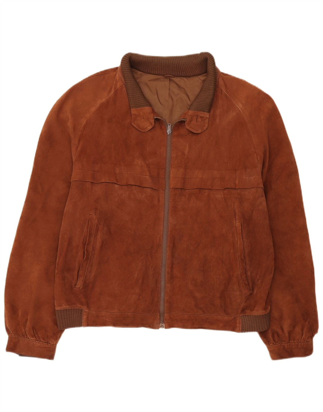 Geaca Bomber din piele intoarsa pentru barbati vintage IT 52 XL din piele maro