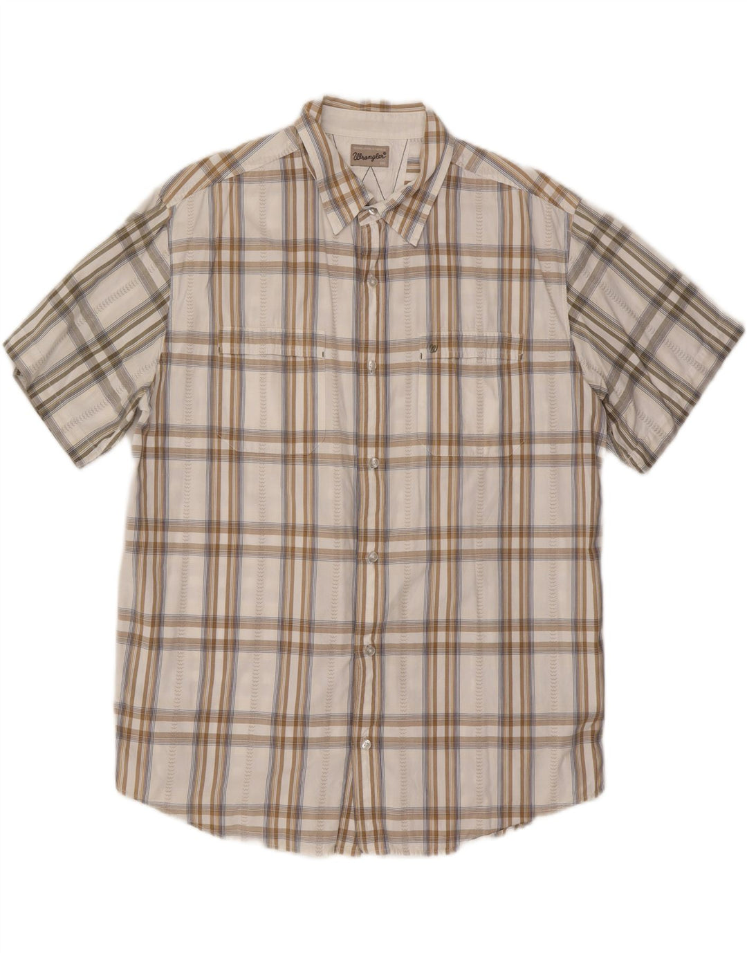 Cămașă cu mânecă scurtă pentru bărbați WRANGLER 2XL, bumbac alb cu carouri