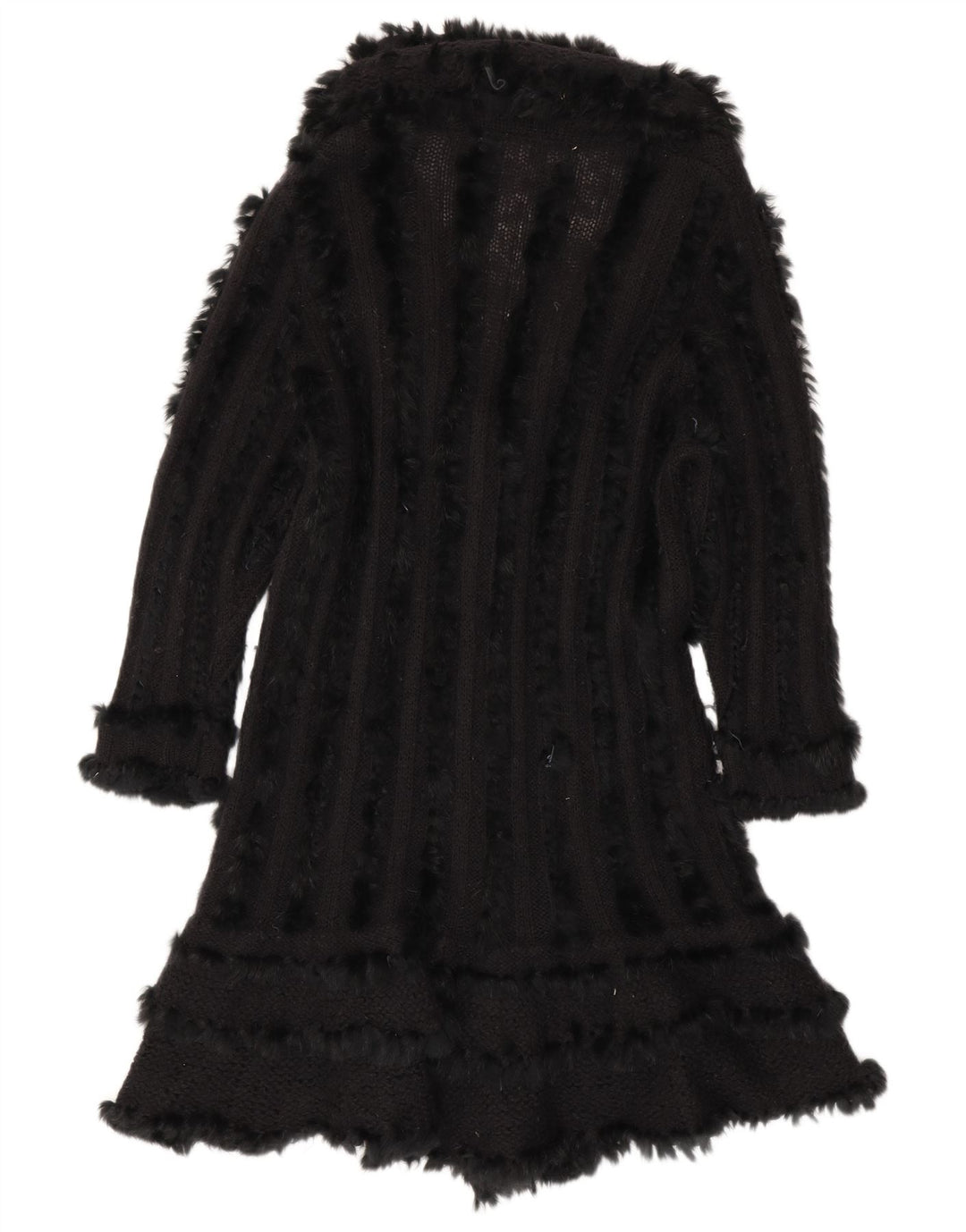 Pulover cardigan vintage pentru femei cu paragate UK 14 Lână neagră medie