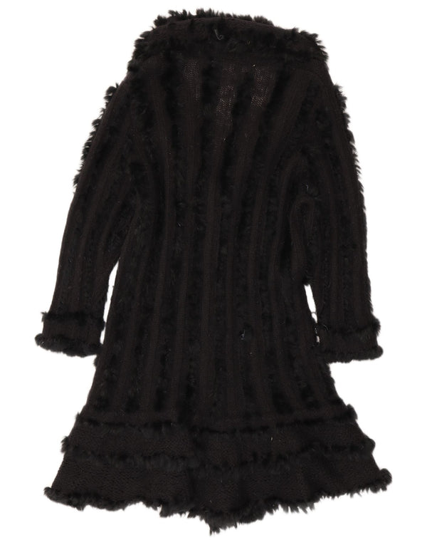 Pulover cardigan vintage pentru femei cu paragate UK 14 Lână neagră medie