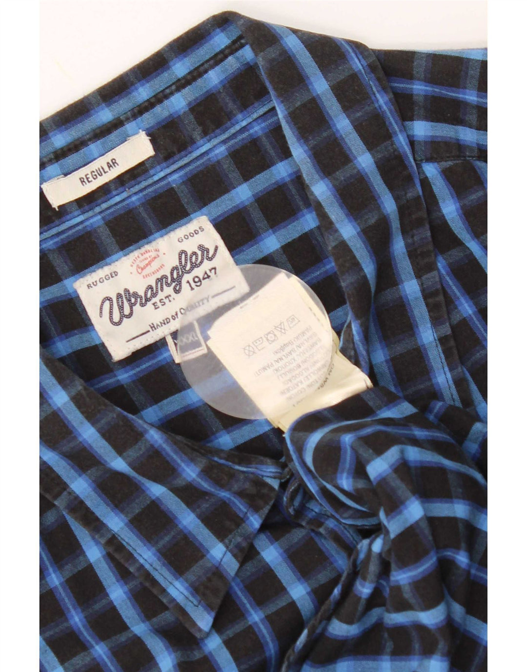 Cămașă Wrangler pentru bărbați, cu tăiere obișnuită, 3XL, bumbac cu carouri albastre