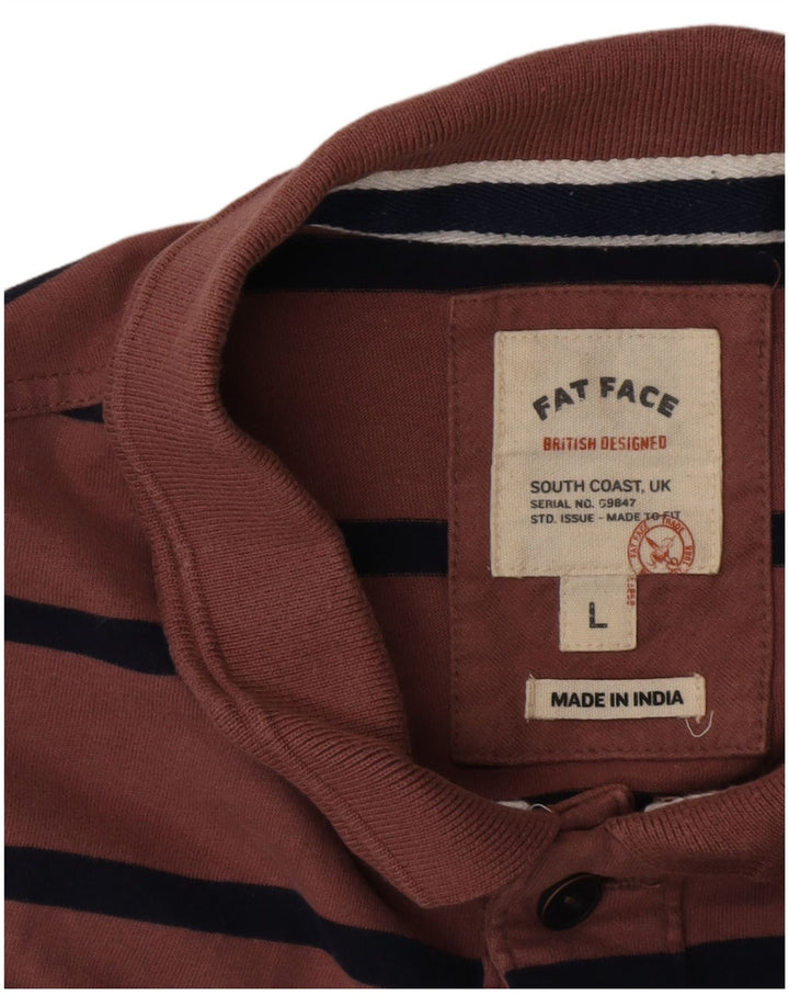 Cămașă polo pentru bărbați Fat Face, mare, în dungi, burgundă