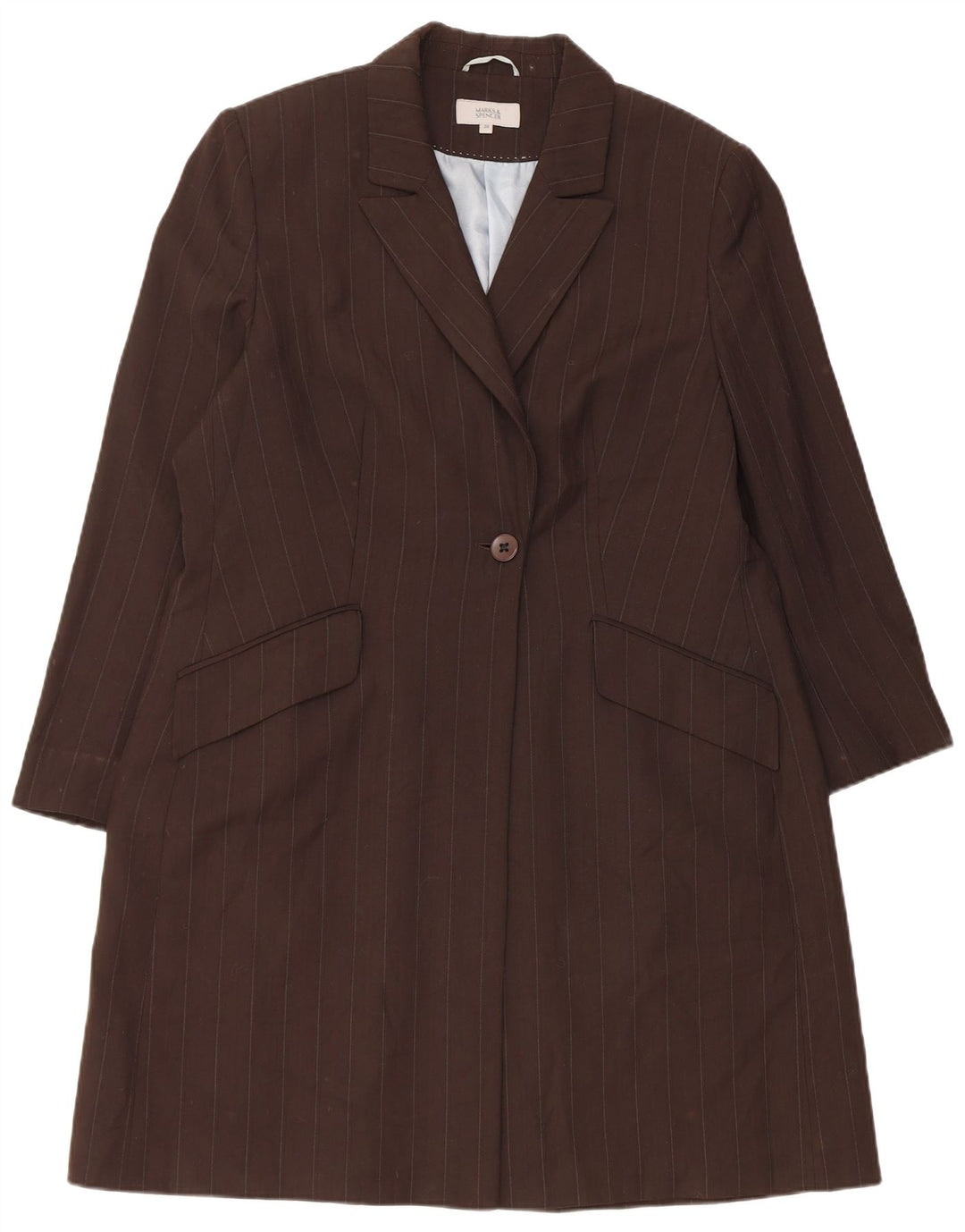 Palton pentru femei Marks & Spencer UK 20 2XL Maro Poliester cu dungi