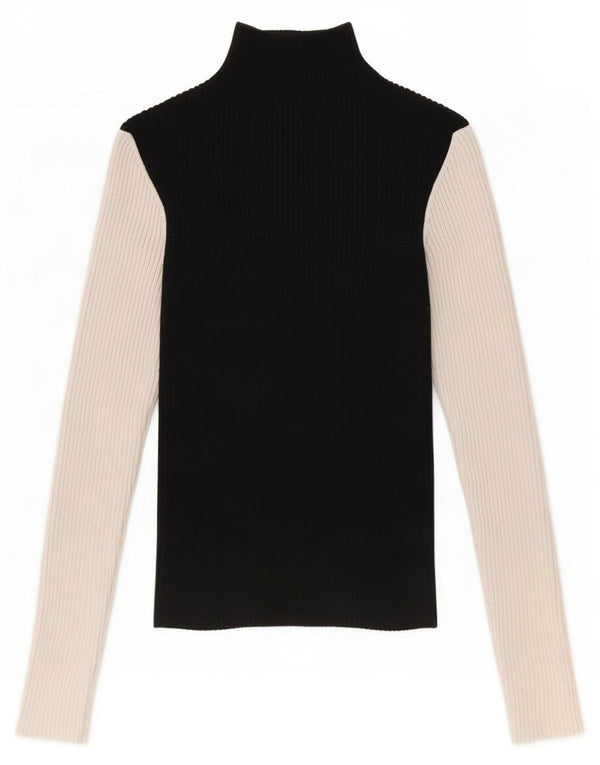 Bluză Crop Top Femei Zara UK 8 Mic Negru Colorblock Viscoză