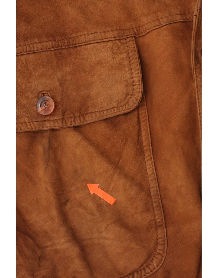 Jachetă Bomber Vintage pentru bărbați din piele intoarsa IT 52 XL din piele maro