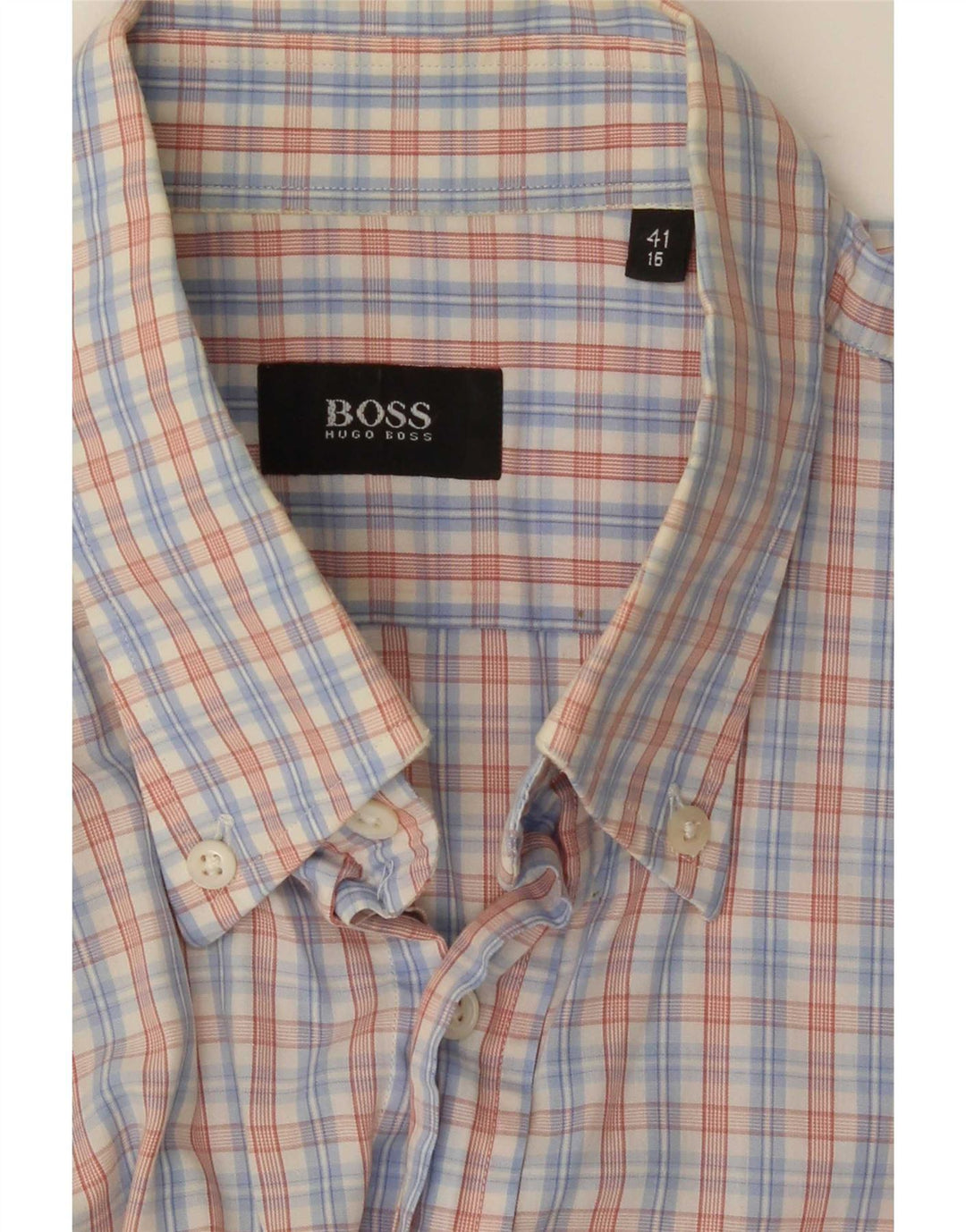 Cămașă cu mânecă scurtă pentru bărbați Hugo Boss Mărimea 41 16 Lung Blue Check