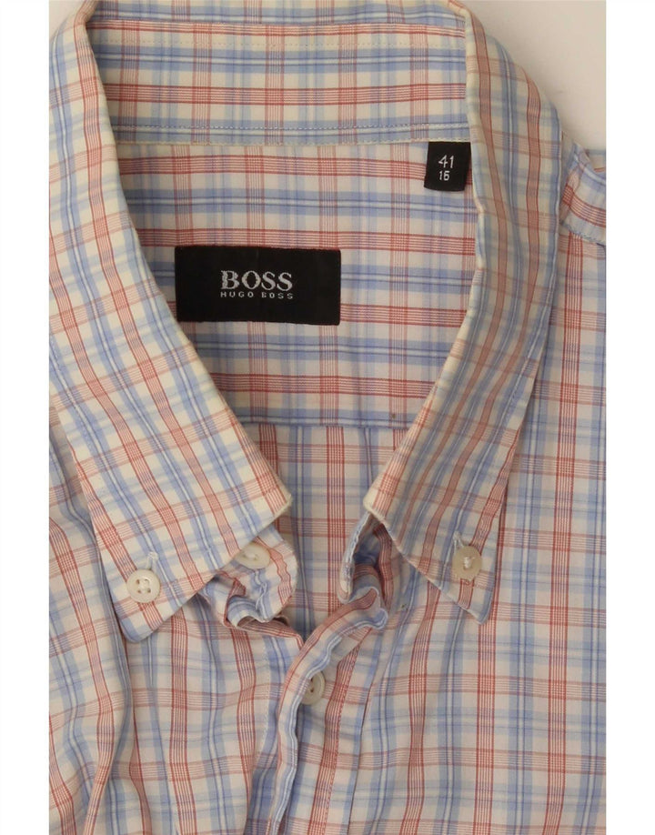 Cămașă cu mânecă scurtă pentru bărbați Hugo Boss Mărimea 41 16 Lung Blue Check