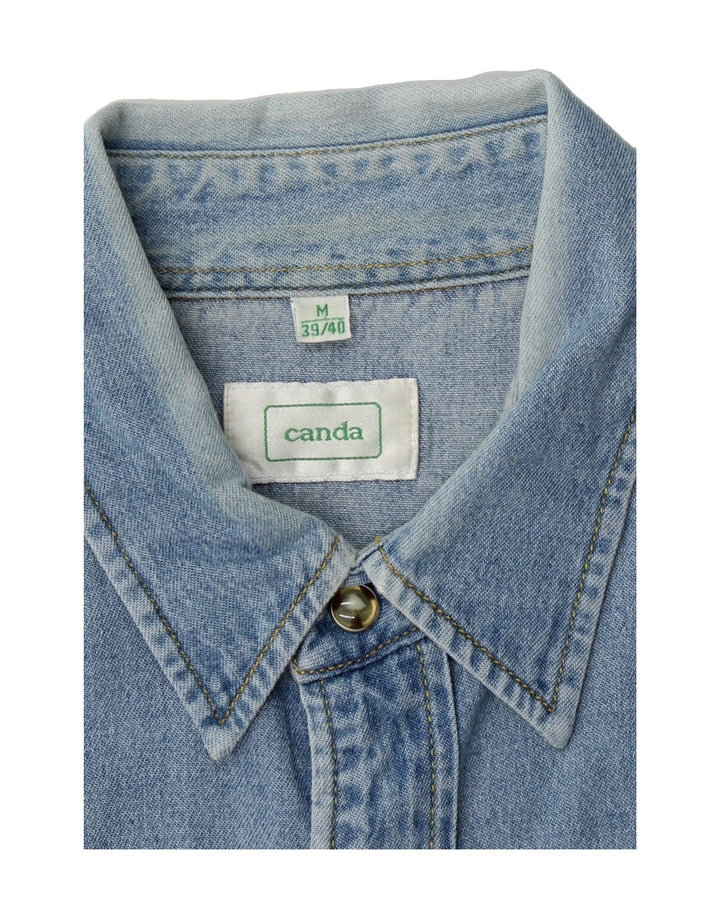 CANDA Mens Denim Shirt Medium Blue Cotton Vintage Canda and Second-Hand Canda from Messina Hembry 