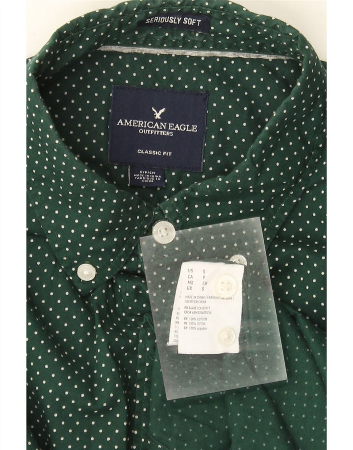 Cămașă pentru bărbați American Eagle Classic Fit, bumbac cu pete verzi mici