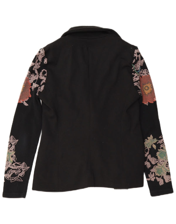 Jachetă pentru femei Desigual cu 2 nasturi EU 36 Poliester Floral Negru Mic