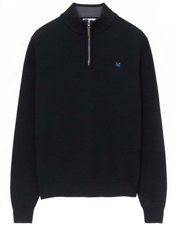 Crew Clothing Pulover pentru bărbați cu fermoar și gât XL Bumbac bleumarin