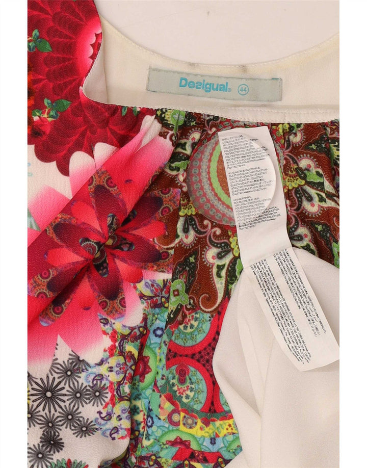 Top cu tunică fără mâneci pentru femei Desigual EU 44 XL Poliester floral alb
