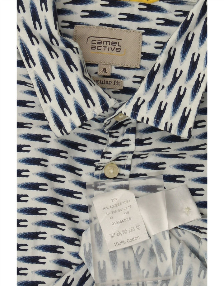Cămașă cu mânecă scurtă pentru bărbați, Camel Active, cu formă regulată, XL, bumbac geometric, albastru