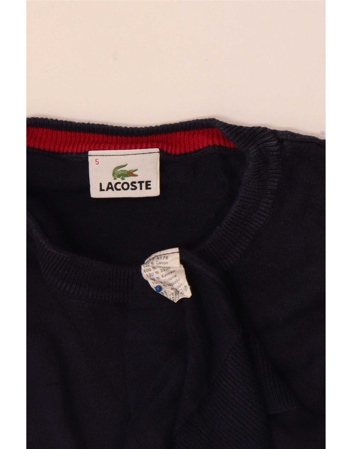 Pulover Lacoste pentru bărbați, cu gât turnat, mărimea 5, mare, bumbac, albastru bleumarin