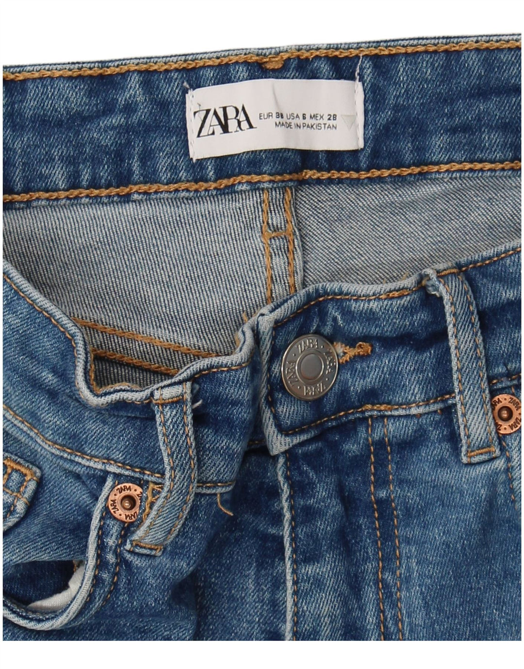 Blugi Zara Femei Crop Bootcut EU 38 Mici W28 L26 Albastru