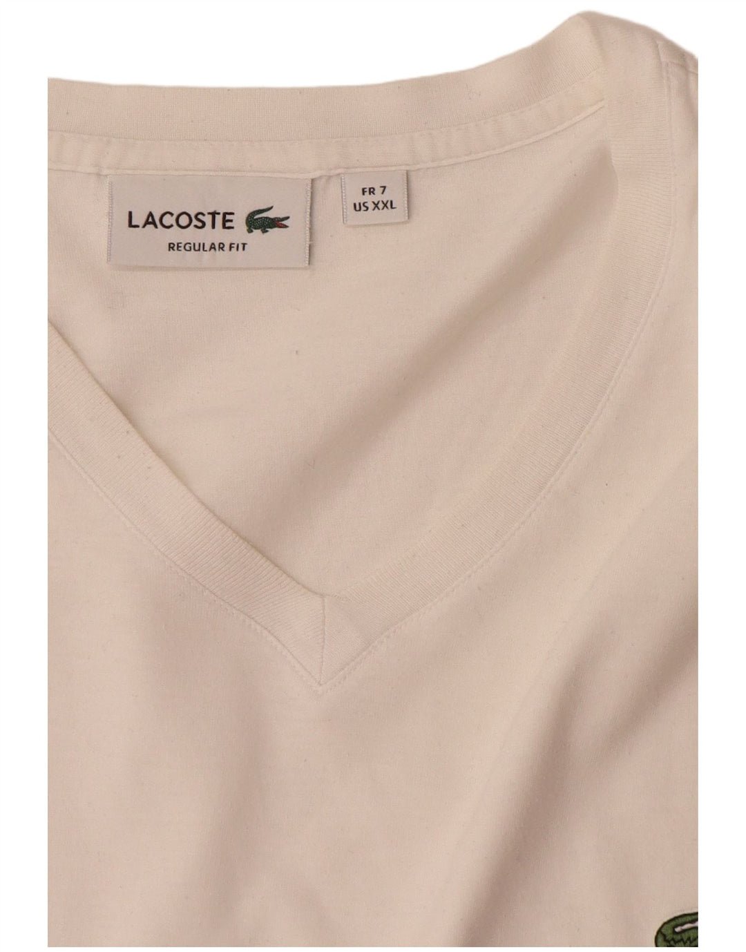 Tricou Lacoste pentru bărbați, cu croiala normală, top mărime 7 2XL, bumbac alb