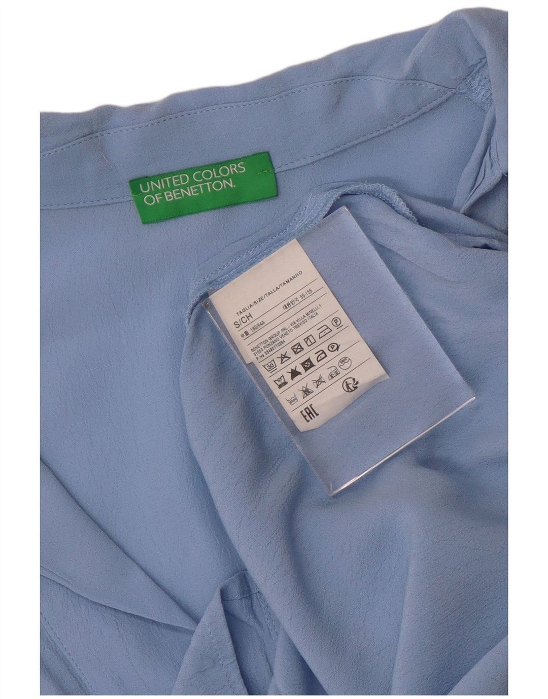 Bluză cămașă pulover oversize BENETTON pentru femei UK 10 Small Blue Viscose