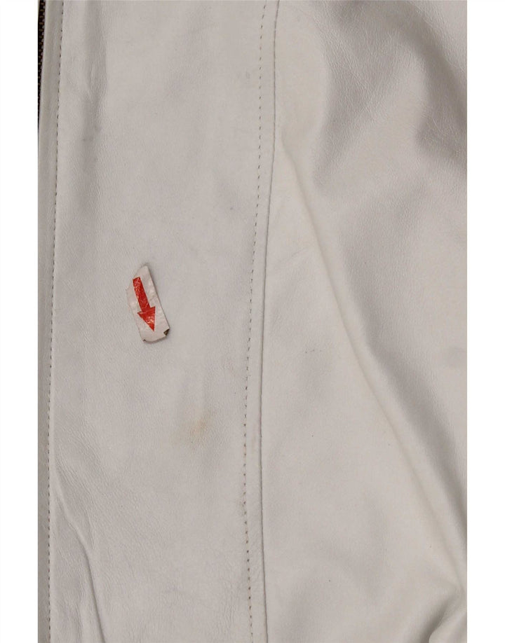 Palton din piele vintage pentru femei, UK 18 XL, alb
