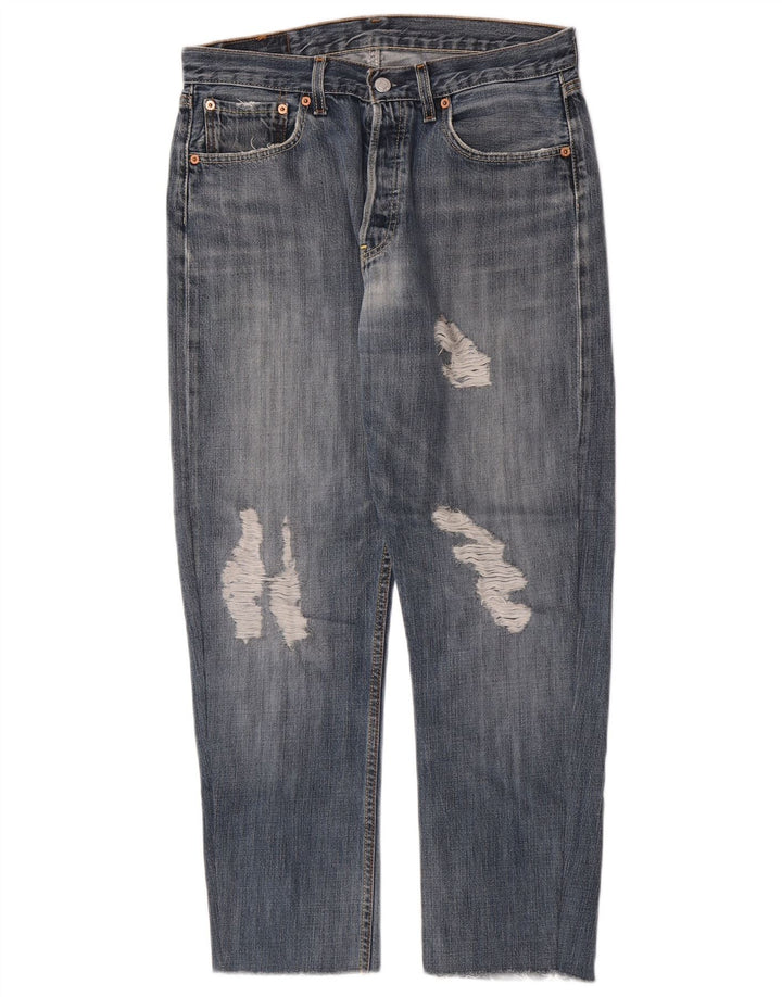 Blugi drepți distressed 501 Levi's pentru bărbați L32 L28 Bumbac albastru