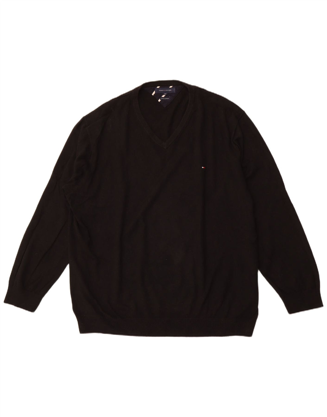 TOMMY HILFIGER Pulover cu decolteu în V pentru bărbați, bumbac negru 4XL