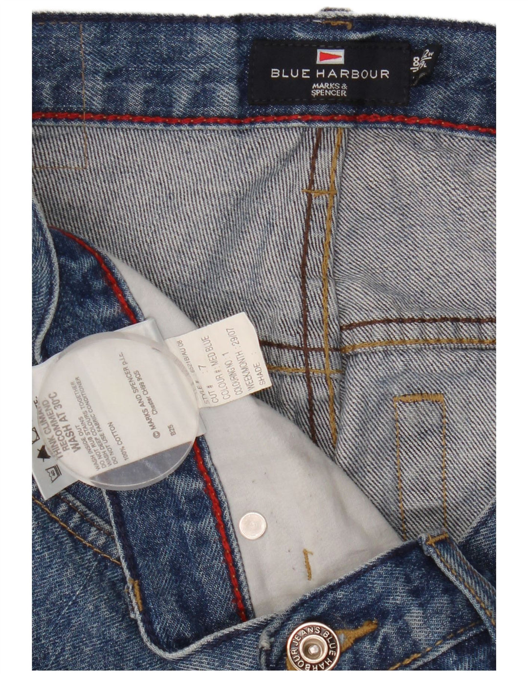 Blugi drepti pentru bărbați Marks & Spencer Blue Harbour W32 L29 Bumbac albastru