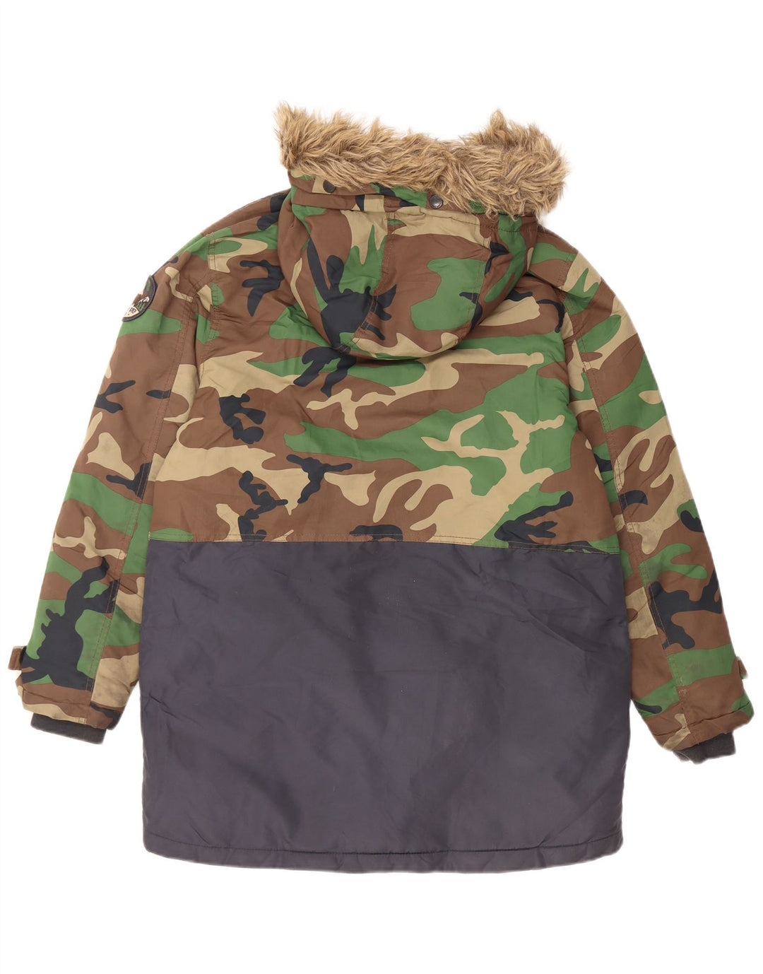 Jachetă parka cu glugă pentru băieți Zara 13-14 ani, camuflaj multicolor