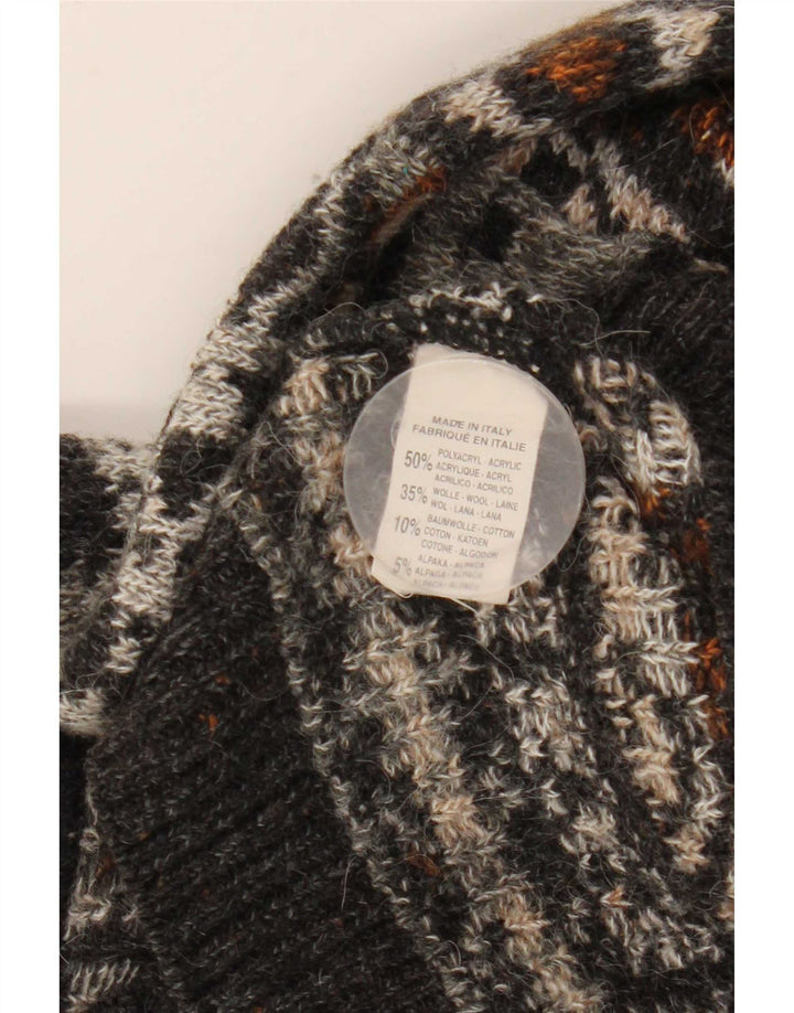 Pulover Vintage pentru bărbați cu gât roșu, mijlociu, multicolor, Fair Isle