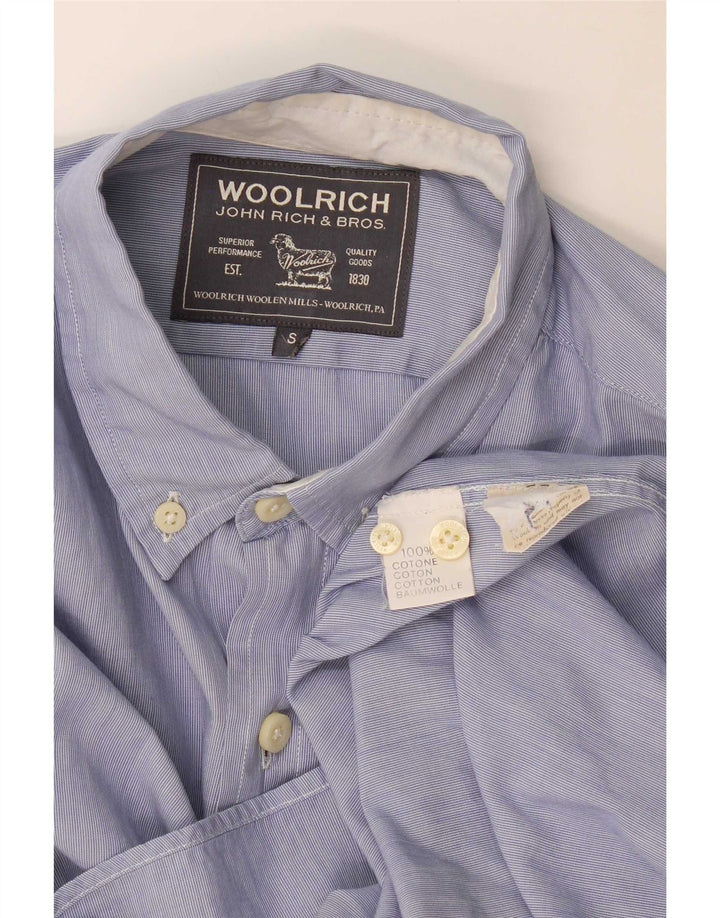 Cămașă Woolrich pentru bărbați, bumbac cu dungi mici, albastră