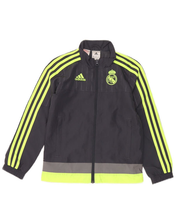 Jachetă de top pentru trening cu grafică Adidas pentru băieți 7-8 ani, gri Colorblock