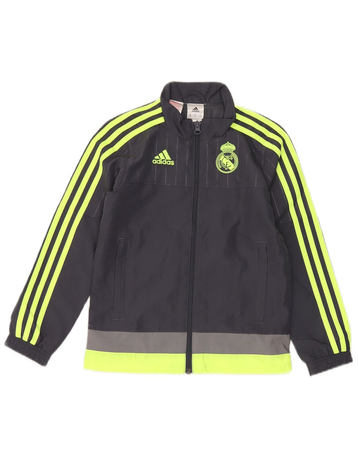 Jachetă de top pentru trening cu grafică Adidas pentru băieți 7-8 ani, gri Colorblock
