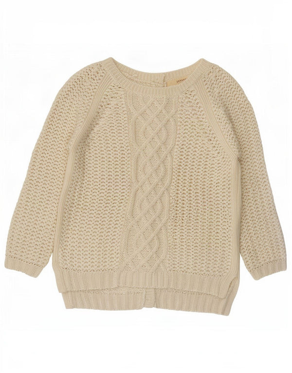 Pulover pentru femeie Zara, cu mâneci 3/4, cu decolteu barcă, alb, mediu, 12 UK