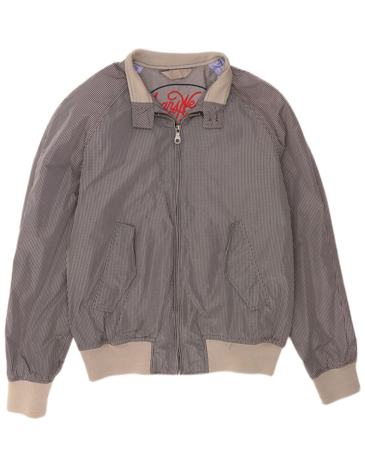Jachetă bomber pentru bărbați Benetton UK 44 2XL, bumbac vichy albastru bleumarin