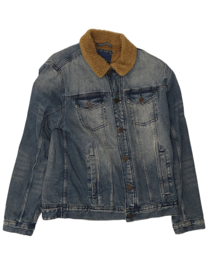Blend pentru bărbați denim Sherpa Jacket UK 40, mare, albastru, bumbac