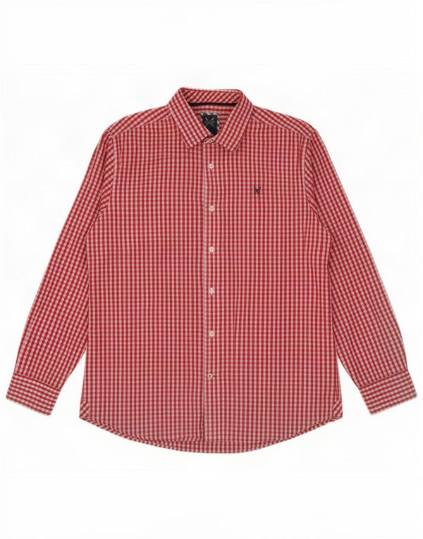 Crew Clothing Cămașă clasică pentru bărbați XL, bumbac vichy roșu