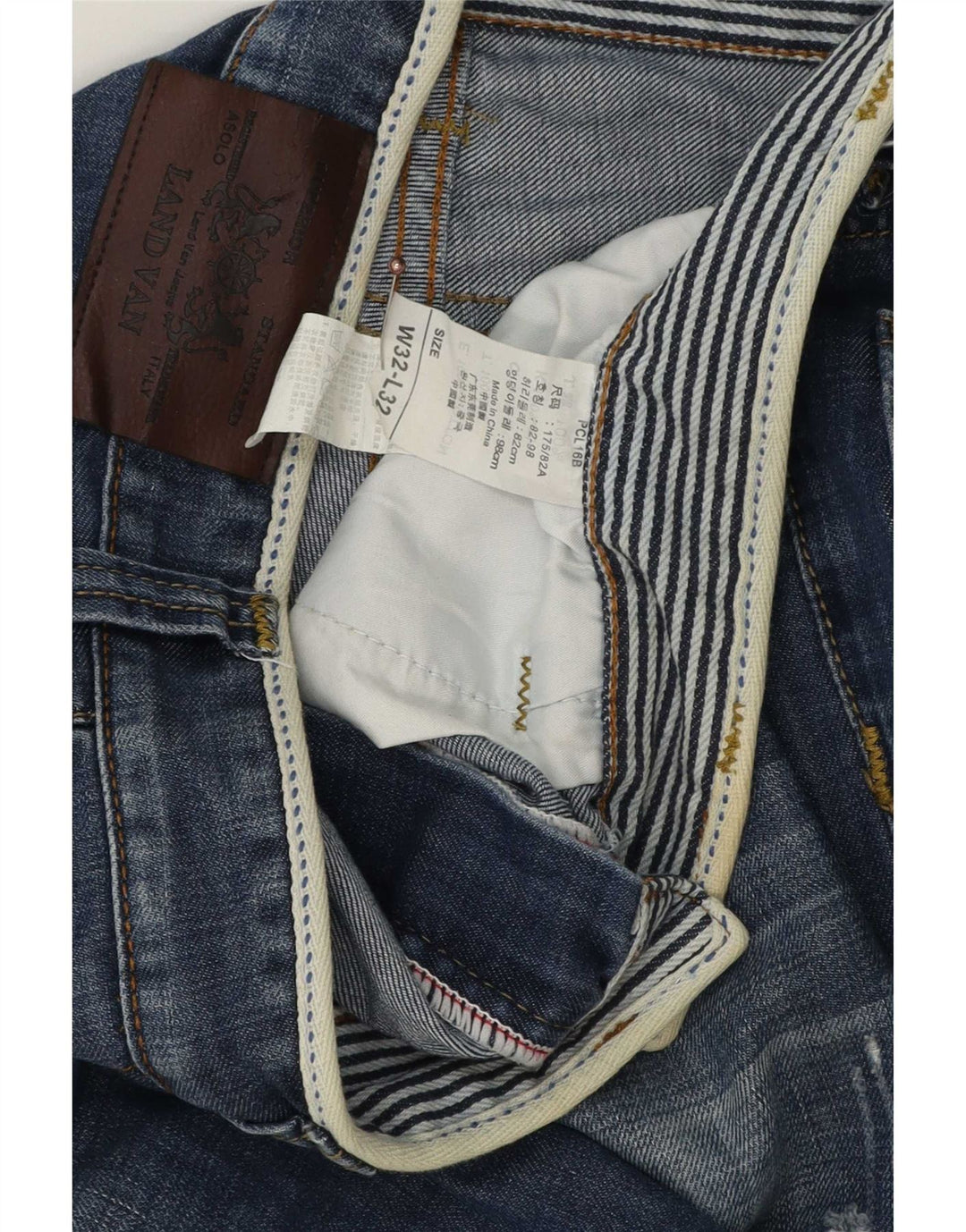 Pantaloni scurți din denim vintage pentru bărbați învechiți W32, bumbac albastru mediu