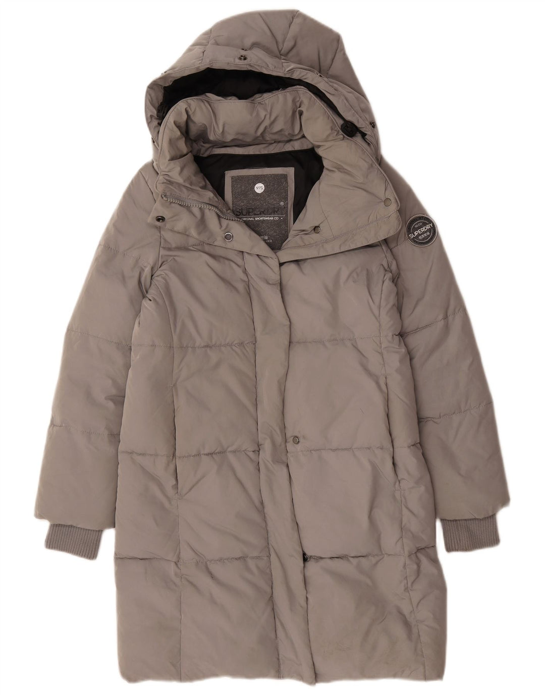 Palton căptușit cu glugă supradimensionată pentru femei Superdry UK 10, gri mic