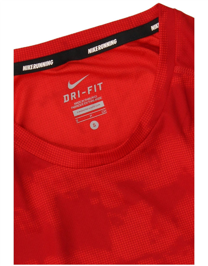 NIKE Mens Dri Fit Top Long Sleeve Small Red Camouflage Polyester
