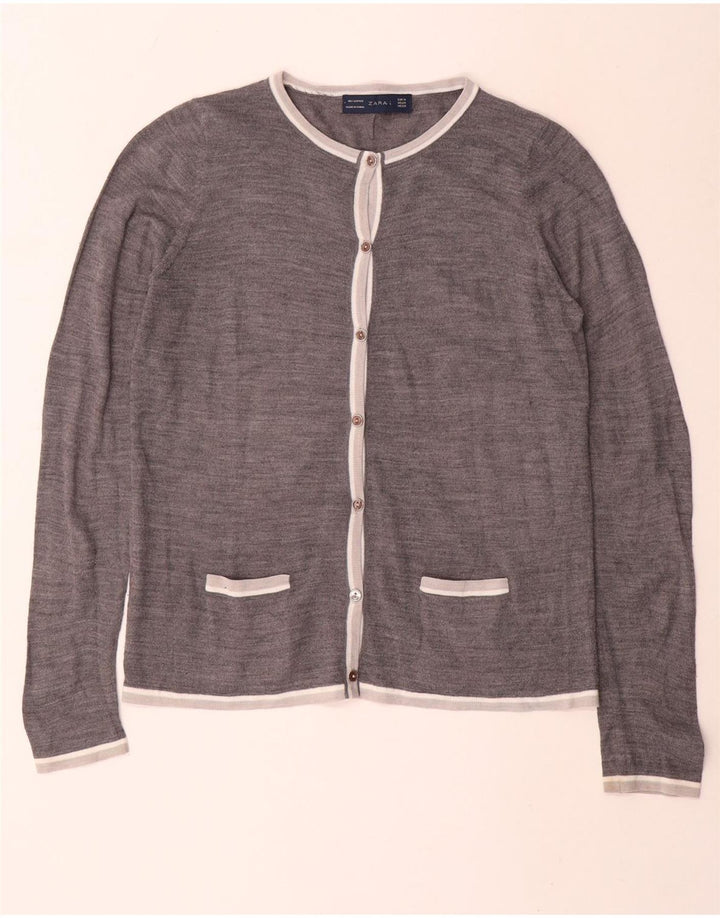 Pulover cardigan pentru femei Zara UK 14 Medium Gri Acrilic