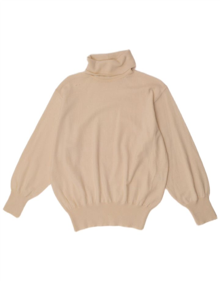 Pulover vintage pentru bărbați cu gât rulat IT 48 Medium poliacrilic alb