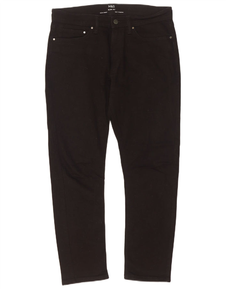 Blugi subțiri pentru bărbați Marks & Spencer W32 L29 bumbac negru