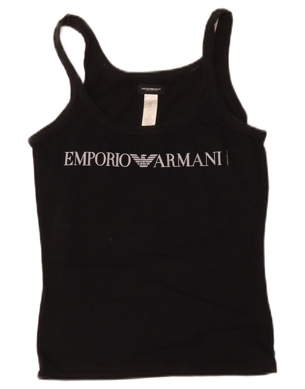Emporio Armani Womens Graphic Vest Top UK 6 XS Bumbac negru