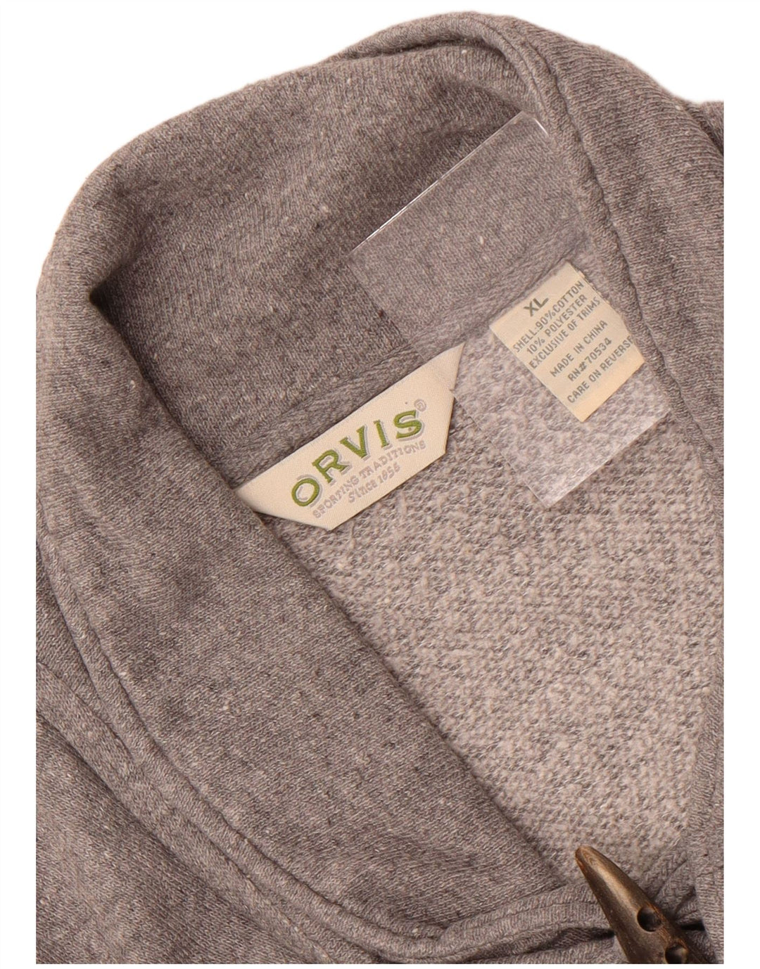 Pulover pentru bărbați Orvis cu gât șal, bumbac XL, gri