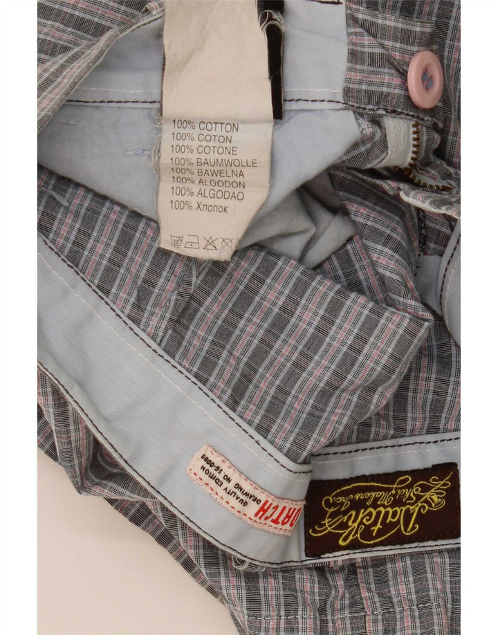 Pantaloni scurți chino pentru bărbați Datch W28, bumbac cu carouri, gri mici