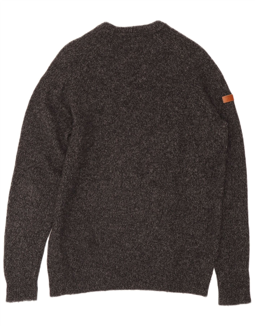 Pulover Superdry pentru bărbați cu gât crew, lână cu pete, gri mediu