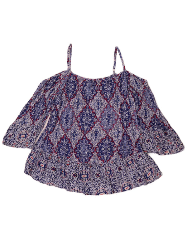 Top pentru femei Marks & Spencer Indigo cu umeri scoși UK 14, mare, albastru, floral